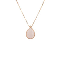 Rose gold teardrop rose quartz pendant necklace with fine chain