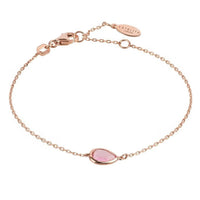 Rose-gold teardrop bracelet with pink gemstone and link chain clasp