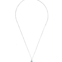 Silver teardrop pendant necklace with light blue topaz, teardrop charm detail