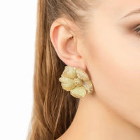 Poppy Flower Lemon Earrings Gold-1