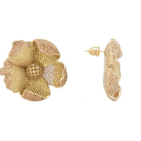 Poppy Flower Lemon Earrings Gold-2