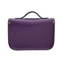 Leather Midi Satchel - Purple-3