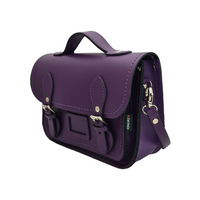 Leather Midi Satchel - Purple-2