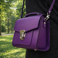 Handmade Leather Sugarcube Handbag - Purple-1