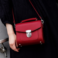 Handmade Leather Sugarcube Handbag - Red-1
