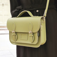 Leather Midi Satchel - Sage Green-1