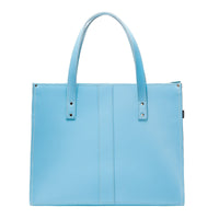 Handmade Leather Shopper - Pastel Baby Blue-0