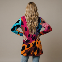 Multi Colour Leopard Print Open-Front Cardigan with Pockets
