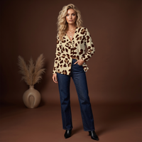 Beige Leopard Print Buttoned Cardigan