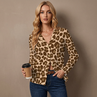 Brown Leopard Print Buttoned Cardigan