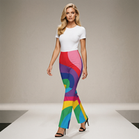 Colourful High Waist Flared Pants Women’s Retro Print Trousers