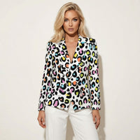 Women's Multi Color Leopard Print Casual Blazer