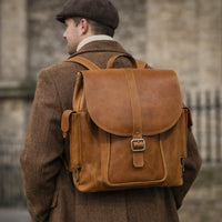Men's Leather Tannery Backpack - Tan-1