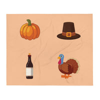 Orange Turkey Thanksgiving Blanket Fleece