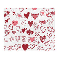 White Hearts Fleece Valentine Blankets