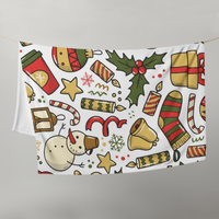 White Snowman Fluffy Christmas Blanket