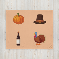 Orange Turkey Thanksgiving Blanket Fleece
