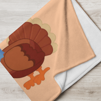 Orange Turkey Thanksgiving Blanket Fleece