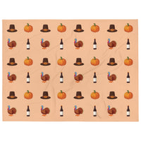 Orange Turkey Thanksgiving Blanket Fleece