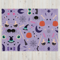 Purple Holiday Icon Fall Blanket Throw