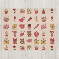 Pink Romantic Icon Fleece Valentines Blanket
