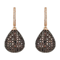 Valerie rose gold pear drop earrings with chocolate cubic zirconia pavΓ©