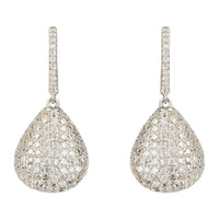 Silver-tone pear drop CZ earrings with pave teardrop stones