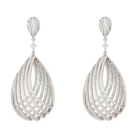 Silver teardrop earrings with pavé crystal lattice drop design