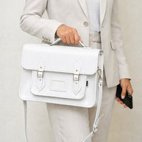 Handmade Leather Satchel - White-1