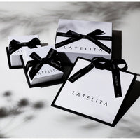 Lateliti gift boxes with black ribbon bows