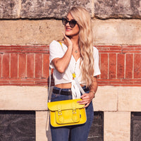 Handmade Leather Satchel - Pastel Daffodil Yellow-1