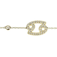 Cancer zodiac bracelet in gold tone with large crystal crab face charm