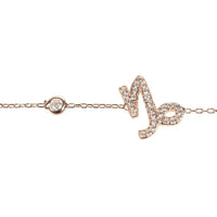 Rose gold Capricorn charm bracelet with round link and glitter symbol centerpiece