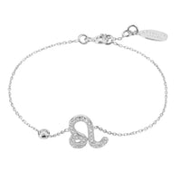Silver Leo zodiac charm bracelet with link chain and adjustable tag clasp