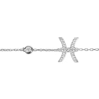 Pisces zodiac silver bracelet with starfish charm and round bead detail