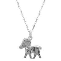 Silver Aries zodiac star sign necklace with ram pendant and link chain
