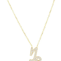Gold zodiac pendant necklace with Capricorn star sign charm on chain
