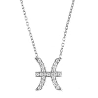 Silver Pisces zodiac star sign pendant necklace with thin chain