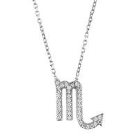 Zodiac Star Sign Pendant Necklace Silver Scorpio-0