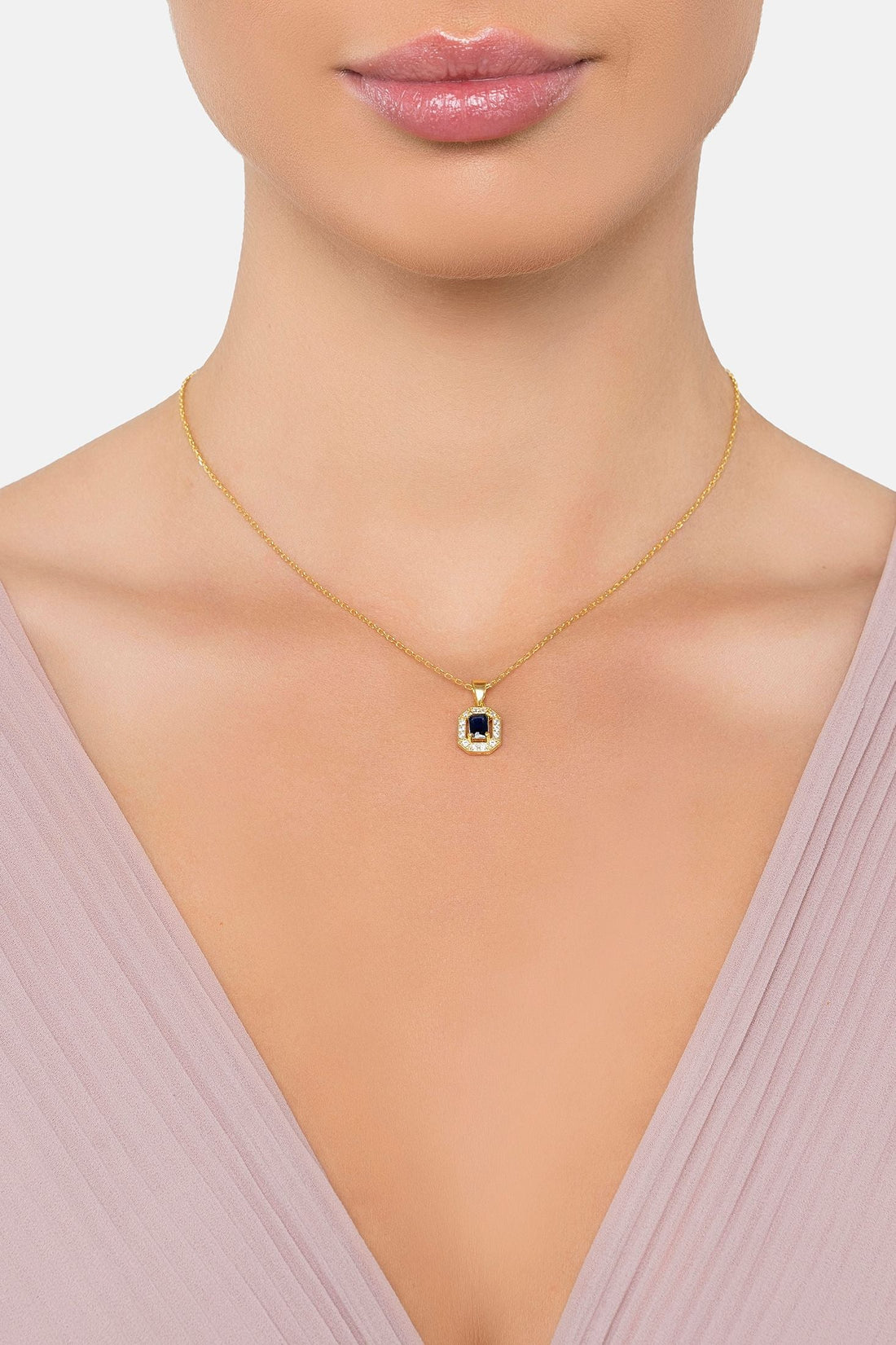 Whistledown Gemstone Pendant Necklace Sapphire Gold-1