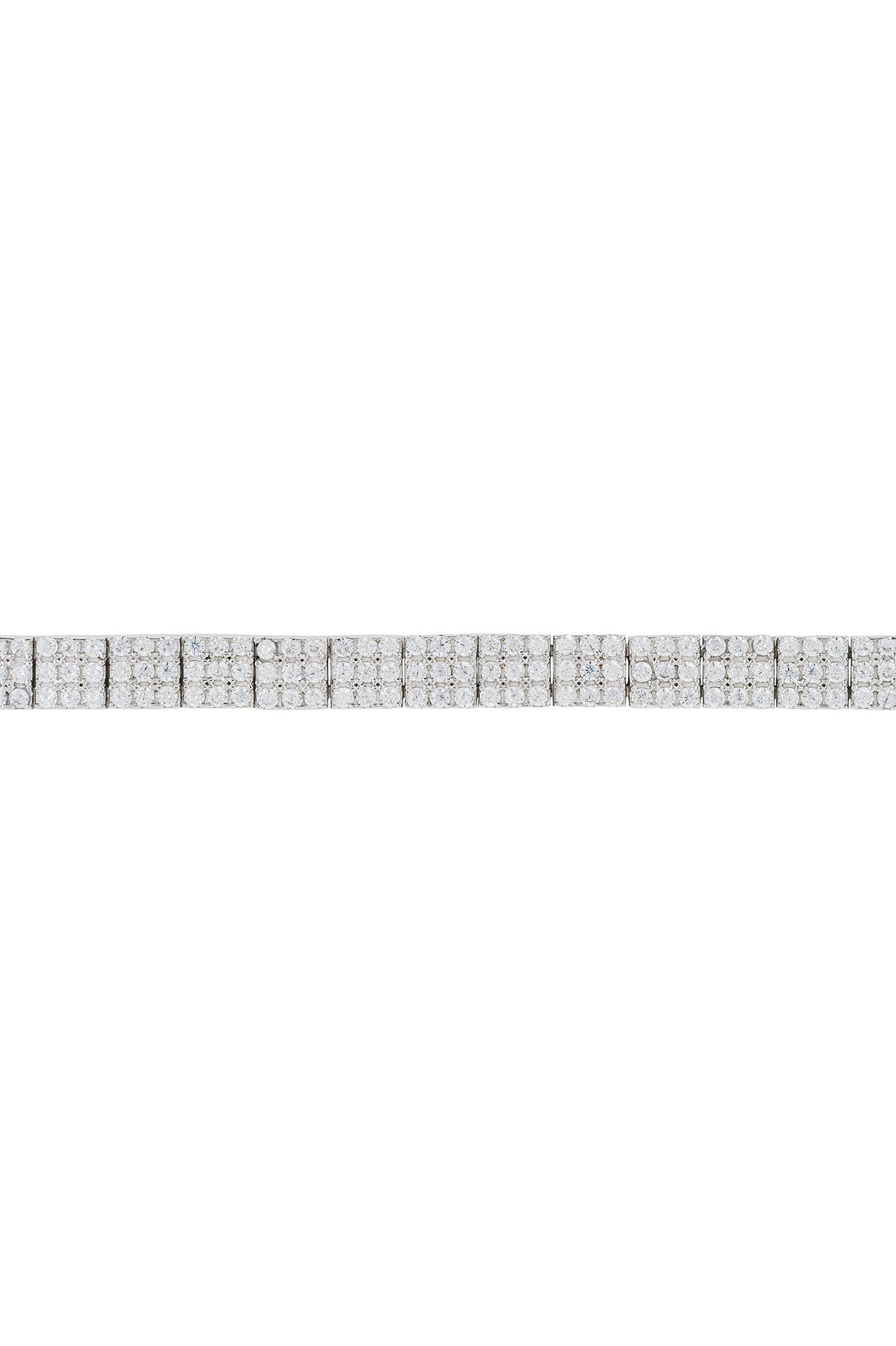 Silver tennis bracelet with Art Deco-style rows of clear stones