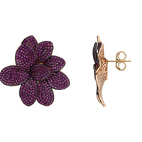 Amaryllis Flower Large Stud Earrings Rosegold Ruby-2