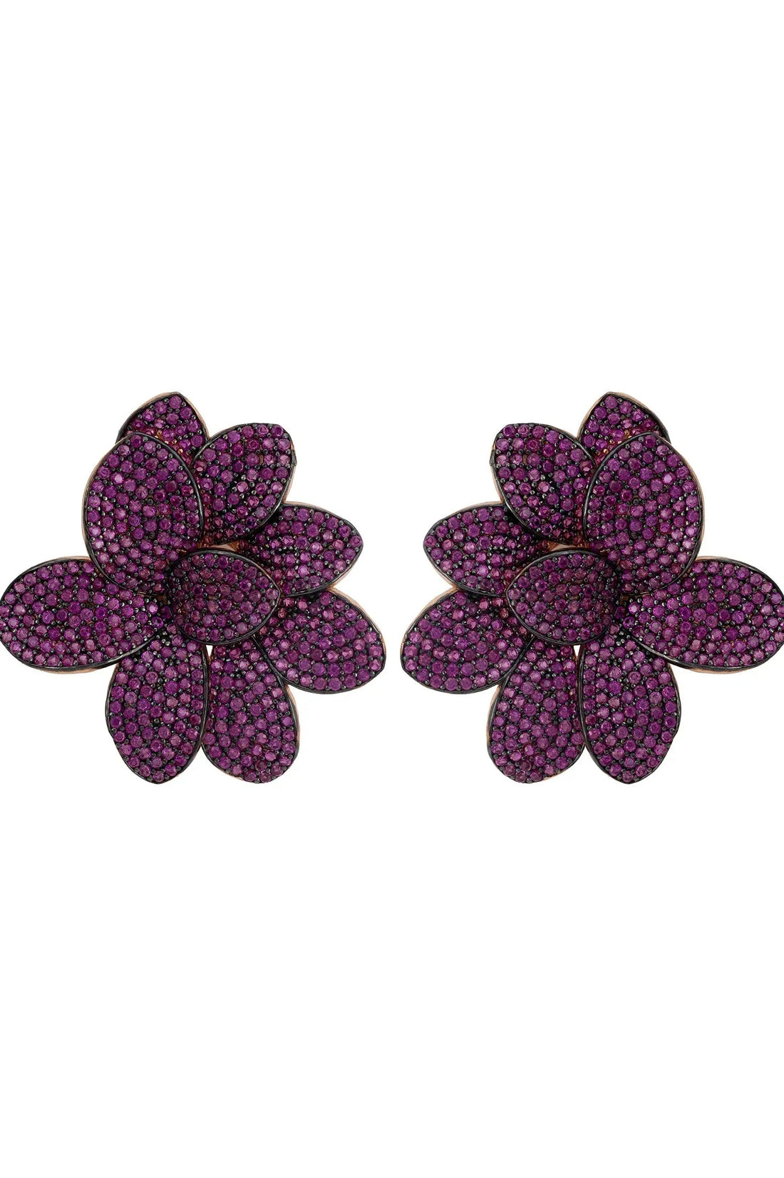 Amaryllis Flower Large Stud Earrings Rosegold Ruby-0