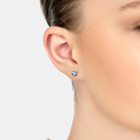 Asscher Cut Heart Stud Earrings Silver Tanzanite-1