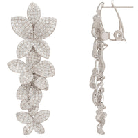 Cherry blossom drop earrings, silver-tone back view with hoop posts