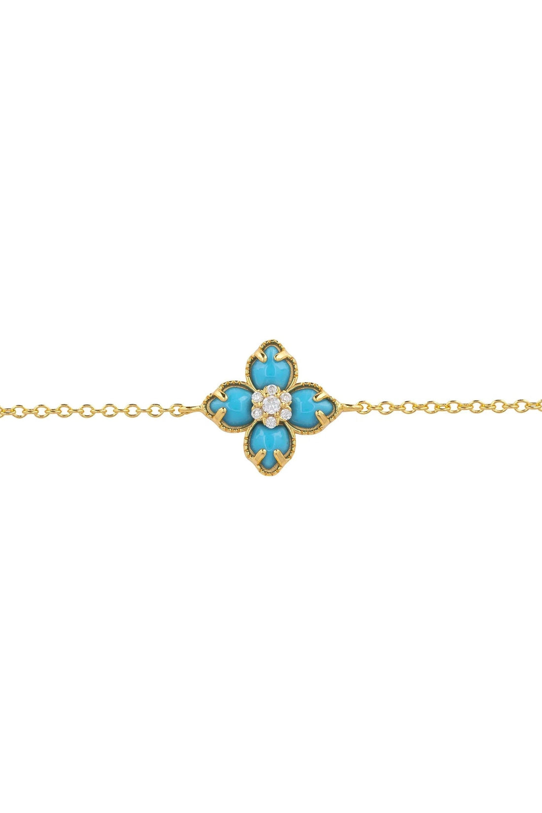 Flower Clover Turquoise Bracelet Gold-2