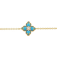 Flower Clover Turquoise Bracelet Gold-2
