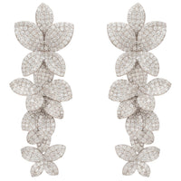 Cherry blossom drop earrings with white-silver glitter floral clusters