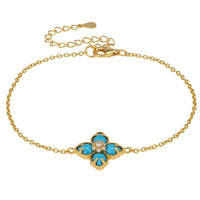 Flower Clover Turquoise Bracelet Gold-0