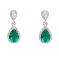 Phillippa Drop Earrings Emerald Silver-0